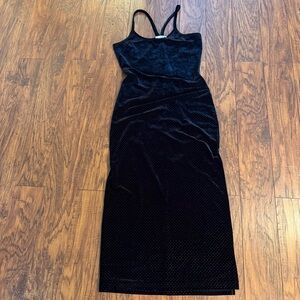 Vintage The Pageant Shop Women’s L Y2K Velvet Maxi Dress Black Sparkle Cocktail